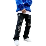 Mens Dark Embroidered Hip Hop Jeans 3 | PricZone