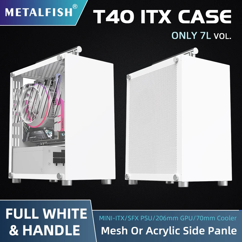 METALFISH T40 Mini ITX White Gaming Case 7L Compact 2 | PricZone METALFISH T40 Mini ITX White Gaming Case 7L Compact 2 | PricZone