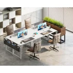 Compact Computer Desk with Power Outlet  Storage 4 | PricZone