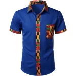 Mens African Printed Patchwork Button Up Shirt 1 | PricZone