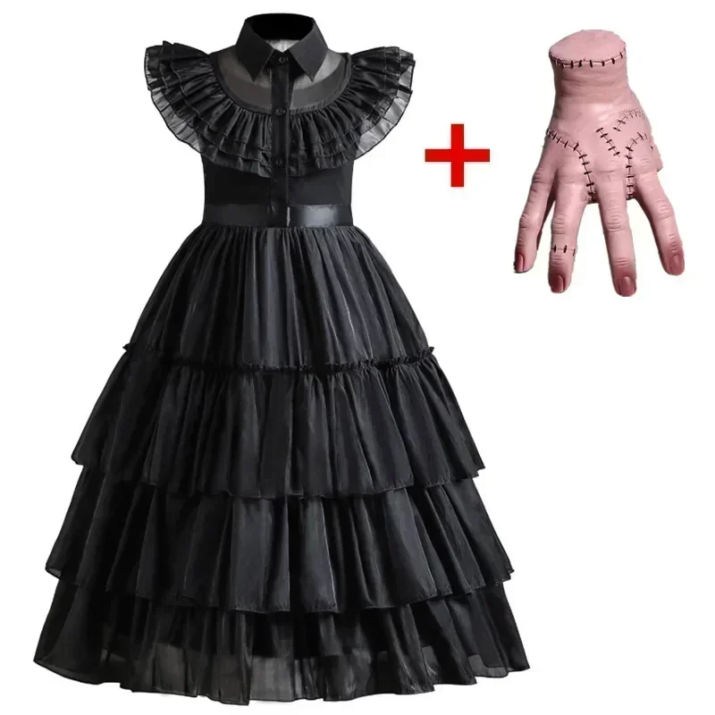 Wednesday Addams Gothic Black Dress Kids Costume 3 | PricZone Wednesday Addams Gothic Black Dress Kids Costume 3 | PricZone