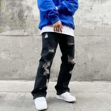 Mens Dark Embroidered Hip Hop Jeans 2 | PricZone