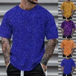 Mens 3D Sequin Pullover Short Sleeve Tee 5 | PricZone