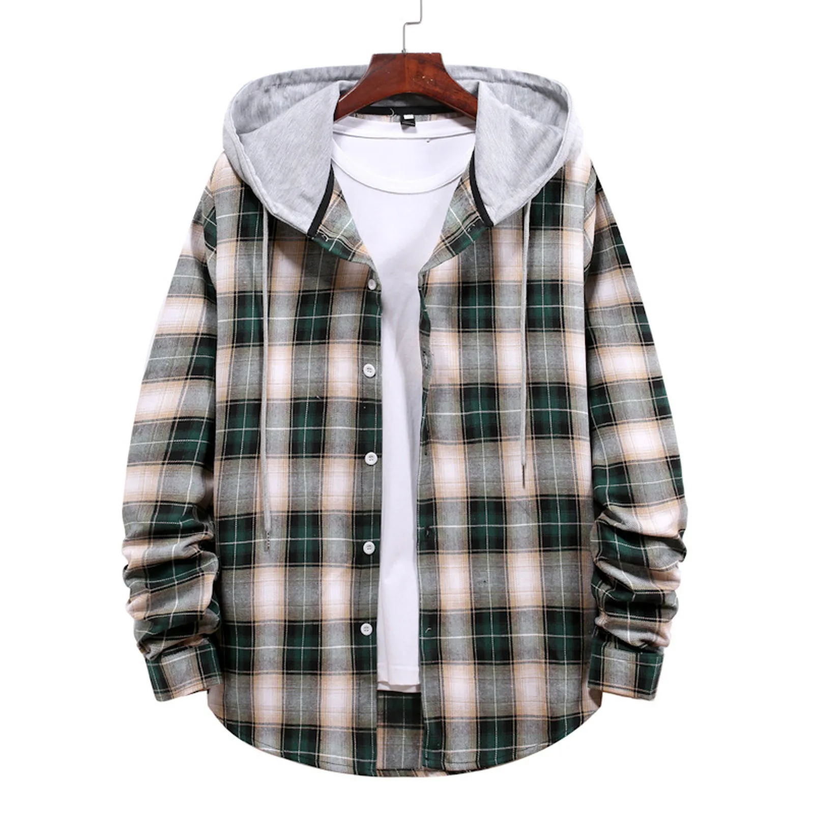 Mens Oversized Casual Plaid Hooded Shirt 3 | PricZone Mens Oversized Casual Plaid Hooded Shirt 3 | PricZone