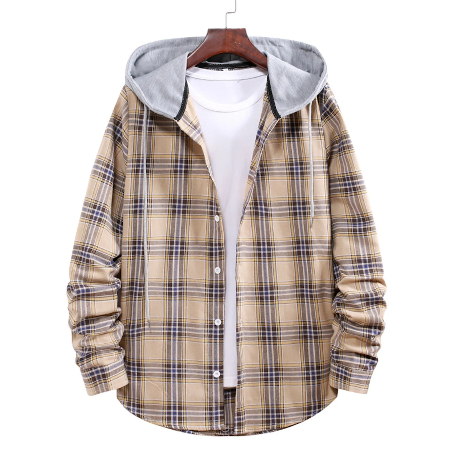 Mens Oversized Casual Plaid Hooded Shirt 2 | PricZone Mens Oversized Casual Plaid Hooded Shirt 2 | PricZone