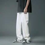 2023 New Street Casual Baggy Jeans Mens Streetwear Hip Hop Straight Wide Leg Trousers Students Denim Pants Blue Black White 2 | PricZone 2023 New Street Casual Baggy Jeans Mens Streetwear Hip Hop Straight Wide Leg Trousers Students Denim Pants Blue Black White 2 | PricZone