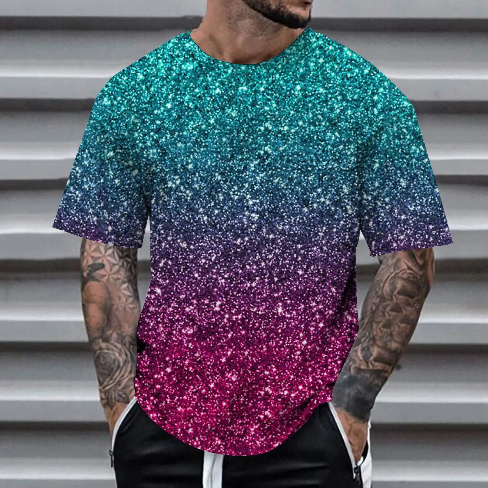Mens 3D Sequin Short Sleeve Performance Shirt 3 | PricZone Mens 3D Sequin Short Sleeve Performance Shirt 3 | PricZone