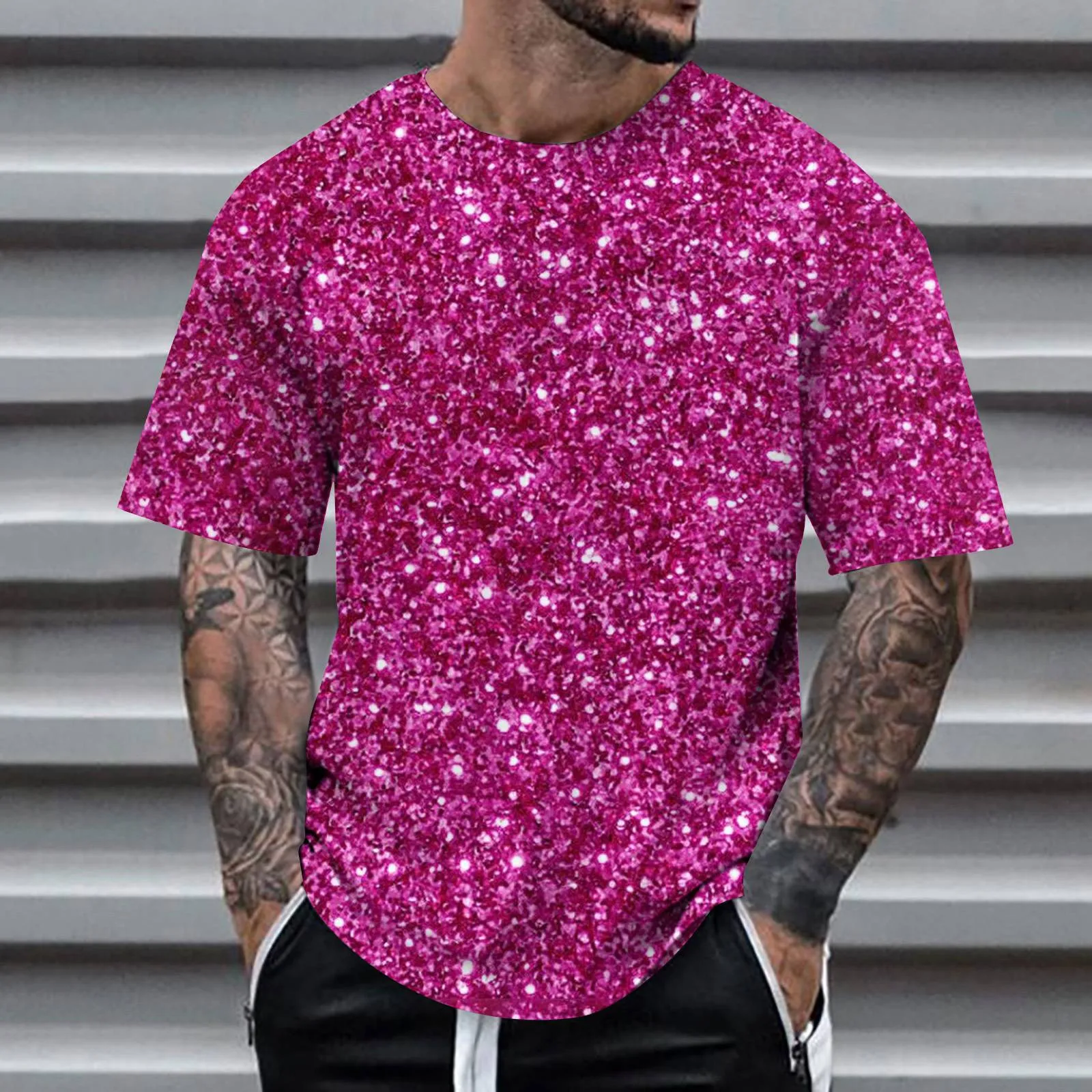 Mens 3D Sequin Short Sleeve Performance Shirt 1 | PricZone Mens 3D Sequin Short Sleeve Performance Shirt 1 | PricZone
