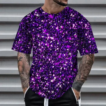 Mens 3D Sequin Pullover Short Sleeve Tee 1 | PricZone