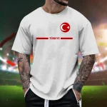 Mens Turkish Flag Print Tee Shirt Summer Casual 6 | PricZone