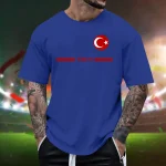 Mens Turkish Flag Print Tee Shirt Summer Casual 2 | PricZone