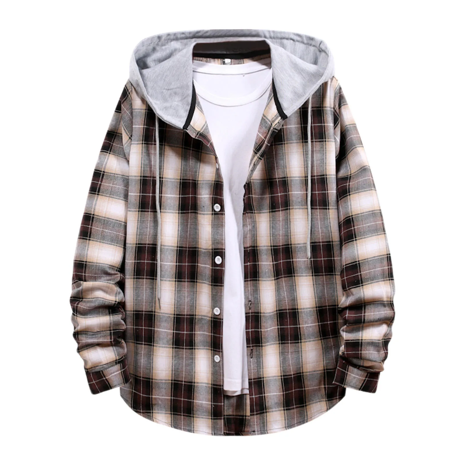 Mens Oversized Casual Plaid Hooded Shirt 5 | PricZone Mens Oversized Casual Plaid Hooded Shirt 5 | PricZone