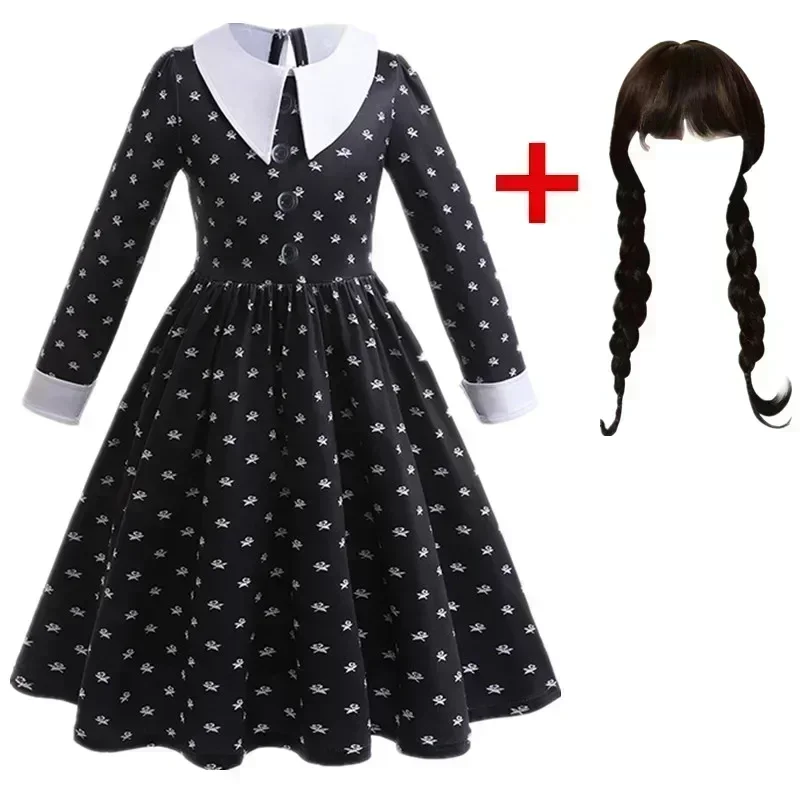 Wednesday Addams Gothic Black Dress Kids Costume 6 | PricZone Wednesday Addams Gothic Black Dress Kids Costume 6 | PricZone