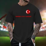 Mens Turkish Flag Print Tee Shirt Summer Casual 4 | PricZone