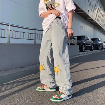 Mens Printed Baggy Hip Hop Denim Jeans 2 | PricZone