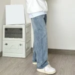 Mens Vintage Wash Baggy Jeans   Straight Leg 4 | PricZone