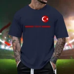 Mens Turkish Flag Print Tee Shirt Summer Casual 3 | PricZone