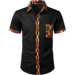 Mens African Printed Patchwork Button Up Shirt 2 | PricZone