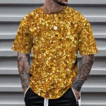 Mens 3D Sequin Pullover Short Sleeve Tee 4 | PricZone