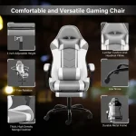 YSSOA White Ergonomic Gaming Chair with Footrest 5 | PricZone