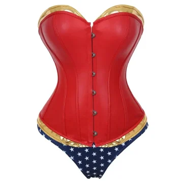 Plus Size Faux Leather Wonder Superhero Corset Set 1 | PricZone
