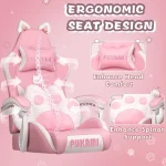Kawaii Gaming Chair with Cat Ears  Paw Cushion 3 | PricZone