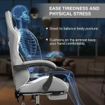 YSSOA White Ergonomic Gaming Chair with Footrest 3 | PricZone