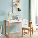 White Wooden Desk with Drawer  Cabinet 4 | PricZone