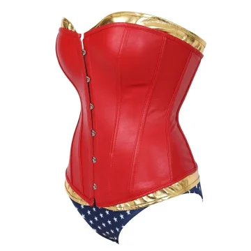 Plus Size Faux Leather Wonder Superhero Corset Set 2 | PricZone