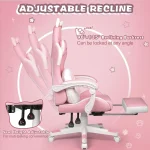 Kawaii Gaming Chair with Cat Ears  Paw Cushion 6 | PricZone