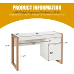 White Wooden Desk with Drawer  Cabinet 3 | PricZone