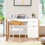 White Wooden Desk with Drawer  Cabinet 5 | PricZone