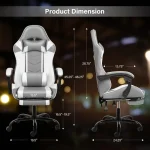 YSSOA White Ergonomic Gaming Chair with Footrest 6 | PricZone