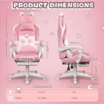 Kawaii Gaming Chair with Cat Ears  Paw Cushion 2 | PricZone