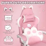 Kawaii Gaming Chair with Cat Ears  Paw Cushion 5 | PricZone