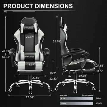 GTPLAYER Gaming Chair with Footrest and Lumbar Support 2 | PricZone GTPLAYER Gaming Chair with Footrest and Lumbar Support 2 | PricZone