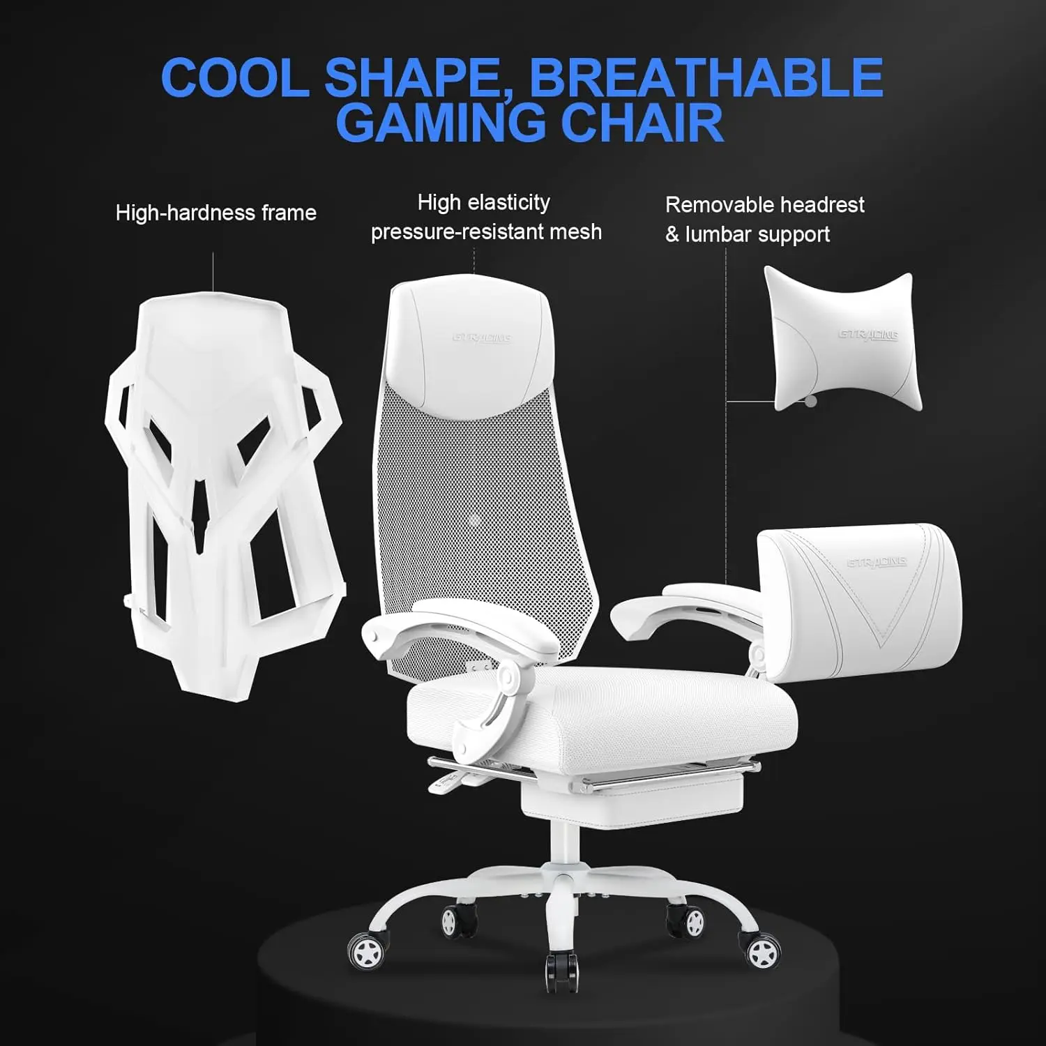 Ergonomic Gaming Chair with Footrest Mesh Back White 5 | PricZone Ergonomic Gaming Chair with Footrest Mesh Back White 5 | PricZone