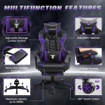 Purple Gaming Chair with Footrest   Reclining High Back 6 | PricZone