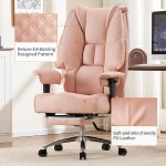 Wide Seat Office Chair 400lbs with Foot Rest   Pink 5 | PricZone