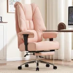 Wide Seat Office Chair 400lbs with Foot Rest   Pink 1 | PricZone
