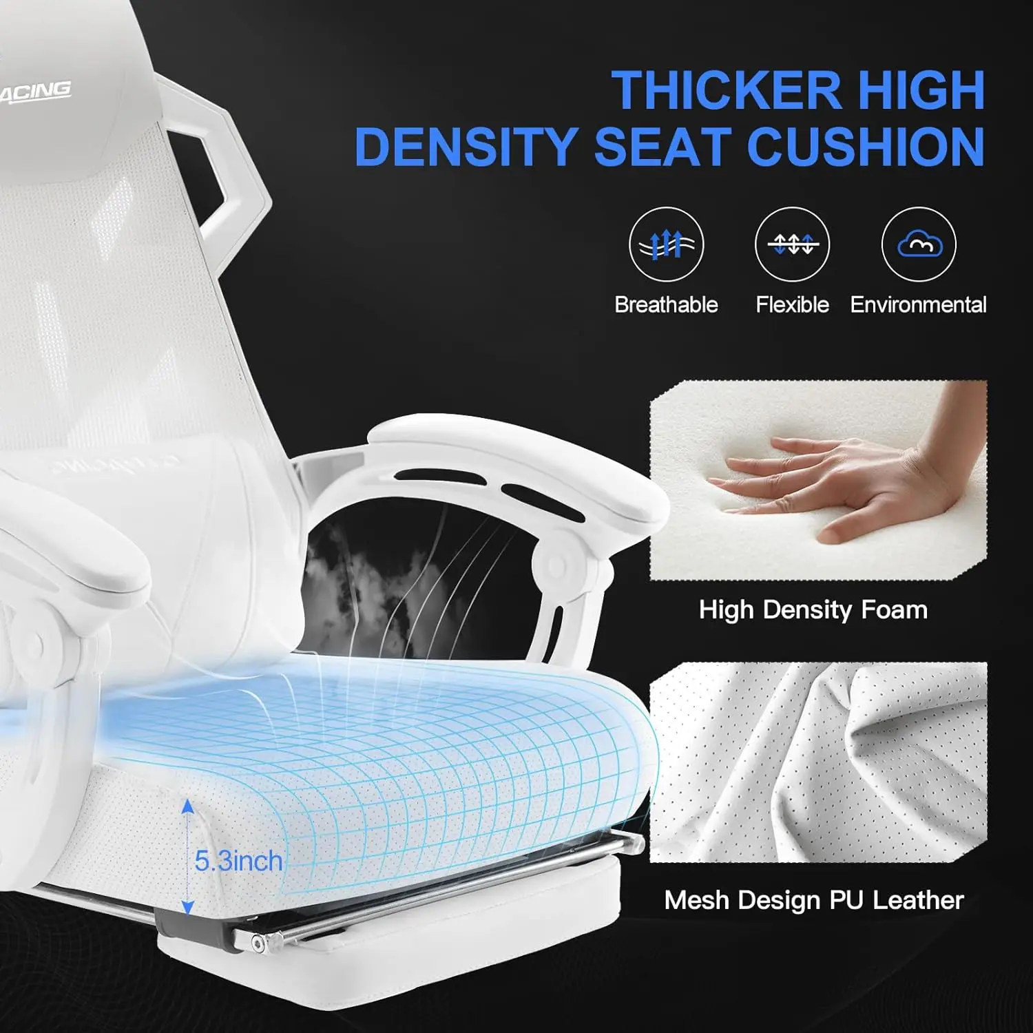 Ergonomic Gaming Chair with Footrest Mesh Back White 3 | PricZone Ergonomic Gaming Chair with Footrest Mesh Back White 3 | PricZone