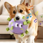 Interactive Plush Dog Football with Bell   Bite Resistant Toy 4 | PricZone