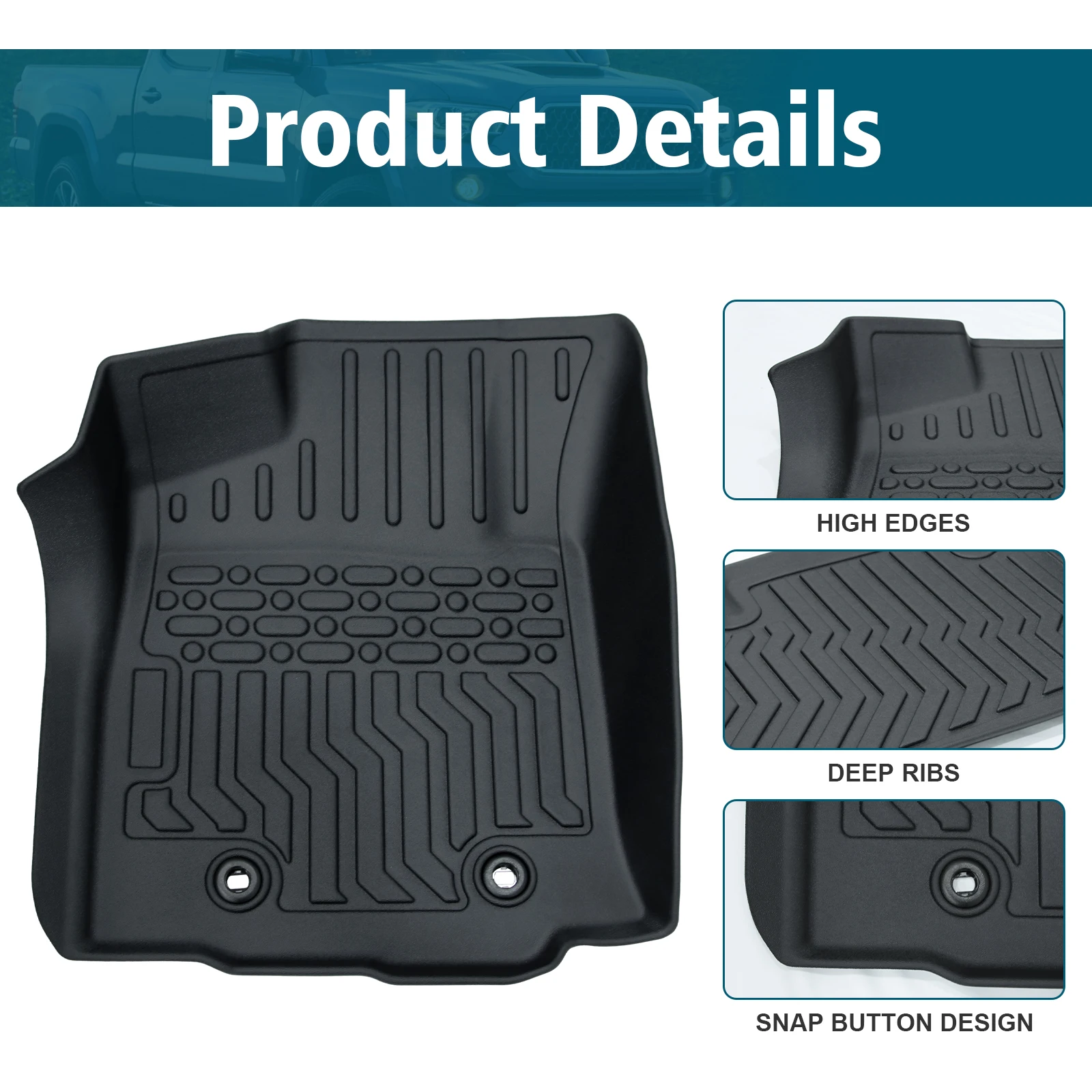 TPE Rubber Floor Mats for Toyota Tacoma Double Cab 3 | PricZone TPE Rubber Floor Mats for Toyota Tacoma Double Cab 3 | PricZone