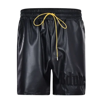 PU Leather Zipper Shorts Straight Leg Clubwear 1