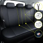 Universal 5 Seater Car Seat Cover Black Waterproof Leather 4 | PricZone