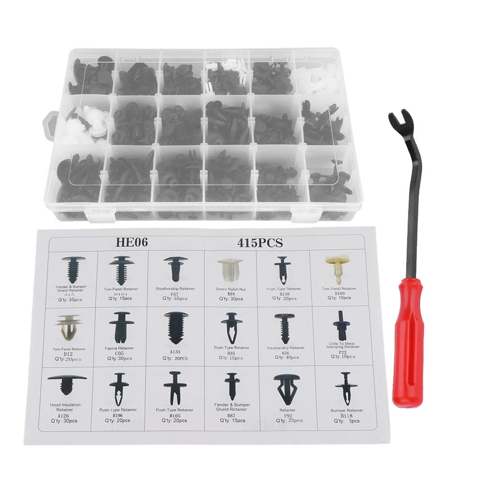 415pcs Auto Fastener Kit 18 Sizes Push Rivet Clips 1 | PricZone 415pcs Auto Fastener Kit 18 Sizes Push Rivet Clips 1 | PricZone
