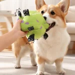 Interactive Plush Dog Football with Bell   Bite Resistant Toy 5 | PricZone
