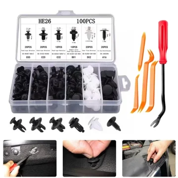 Car Clips 100pcs Fastener Kit with Rivets and Retainers 1