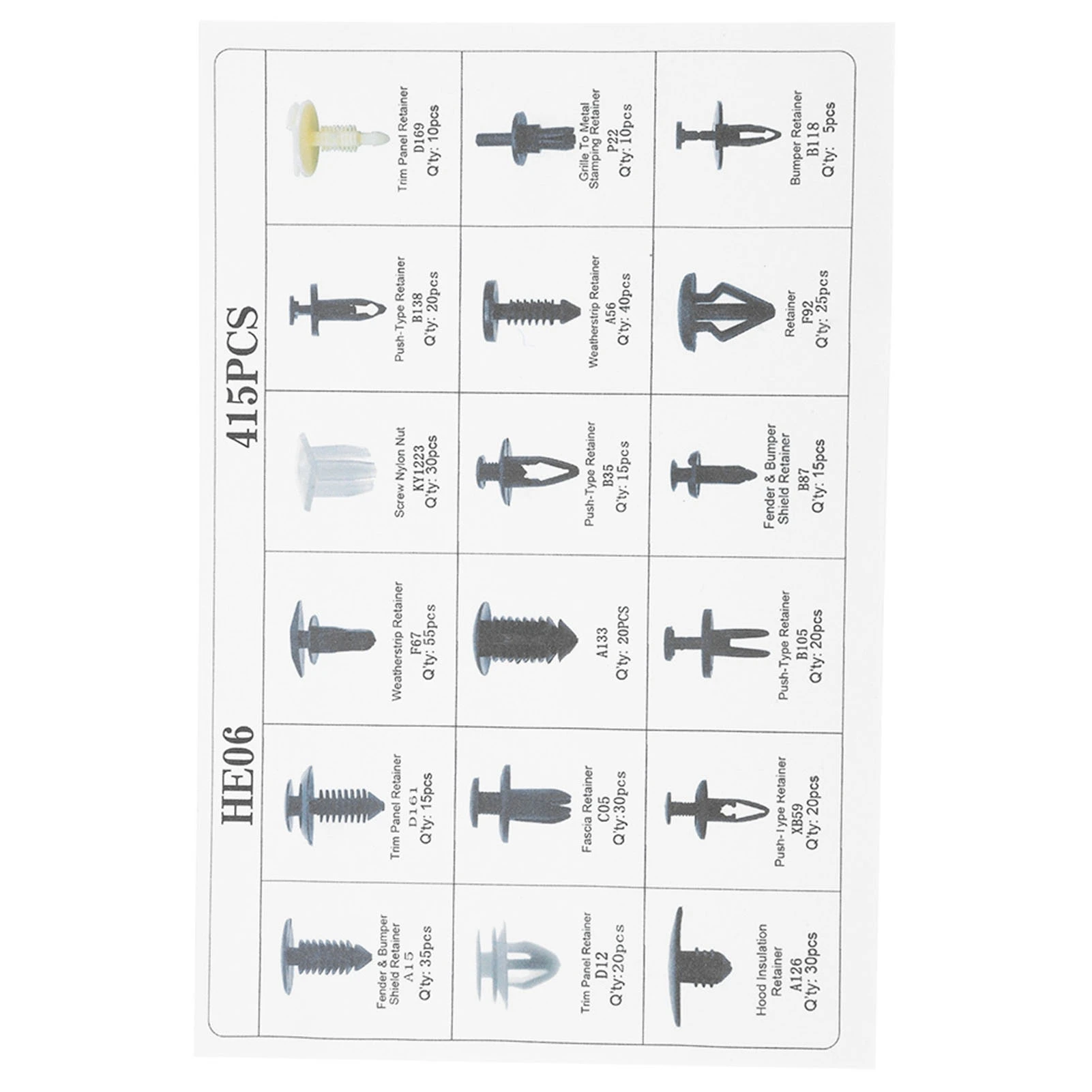 415pcs Auto Fastener Kit 18 Sizes Push Rivet Clips 6 | PricZone 415pcs Auto Fastener Kit 18 Sizes Push Rivet Clips 6 | PricZone