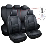 Universal 5 Seater Car Seat Cover Black Waterproof Leather 1 | PricZone